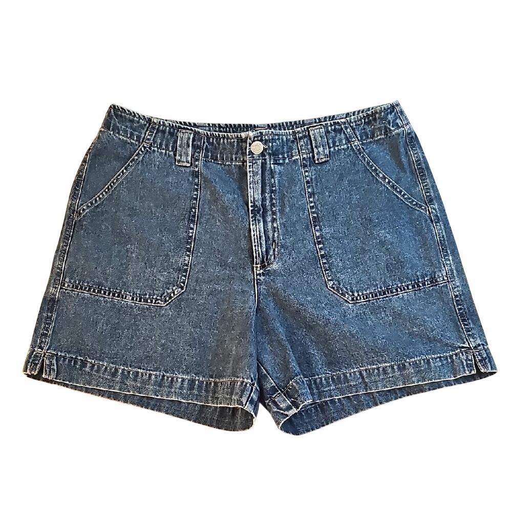 Essentials Classic Womens Four Pocket Zip & Button Blue Jean Shorts Size 12
